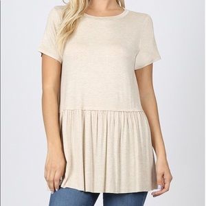 Heathered beige peplum top
